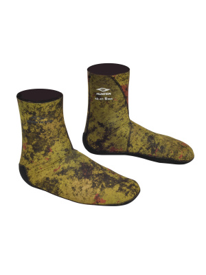 Носки Hunter 5мм лайкра/открытая пора зеленый камуфляж